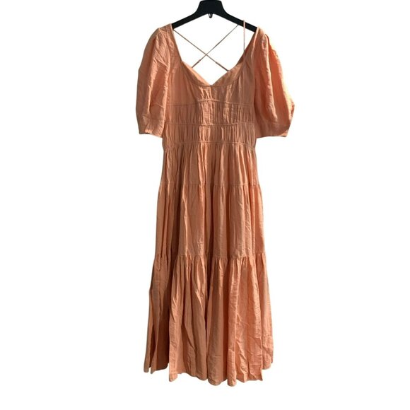 JONATHAN SIMKHAI Wilder Cotton Gauze Maxi Dress Peach Puff Sleeves Size 10 NWT - Picture 16 of 16
